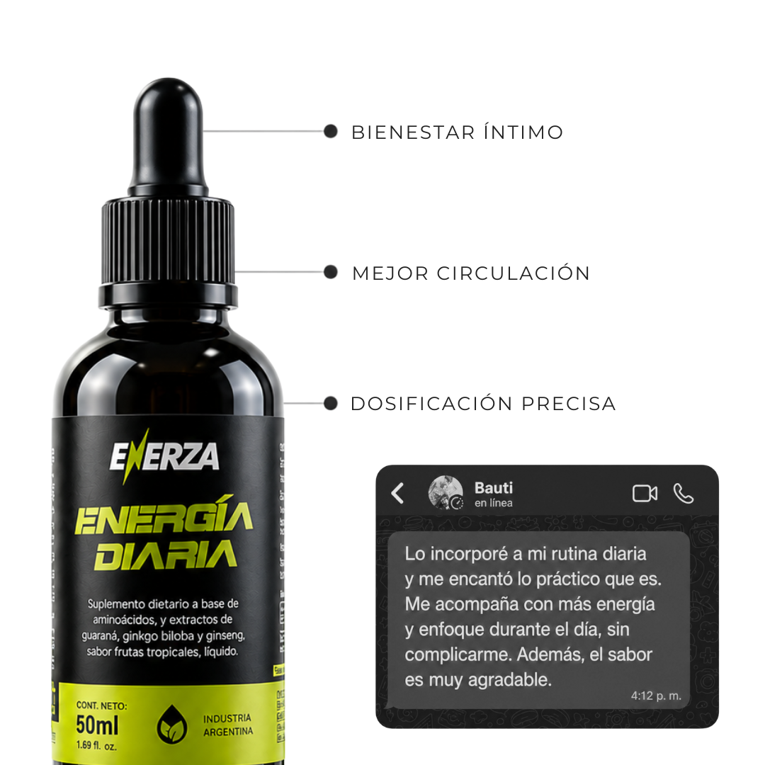 ENERGÍA DIARIA – Suplemento Dietario Líquido para Energía, Enfoque y Rendimiento Diario